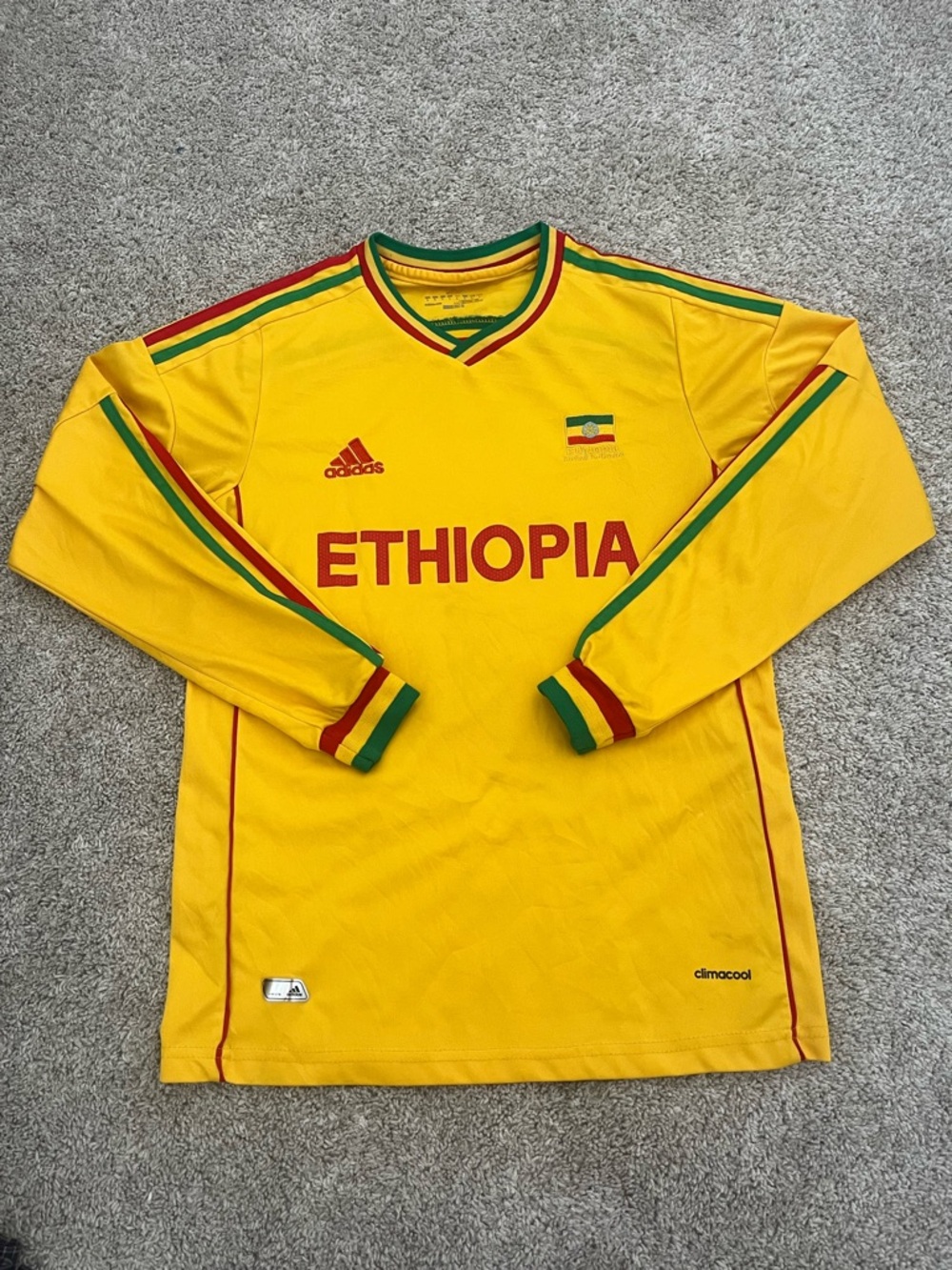 Adidas Ethiopia National Team Soccer Football Jersey Size Kids Large Long Sleeve